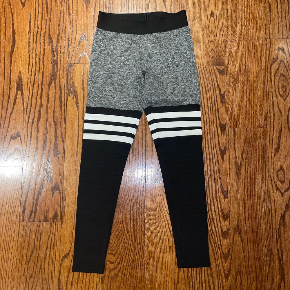 Bombshell Sportswear Gray and Black Striped Leggings
